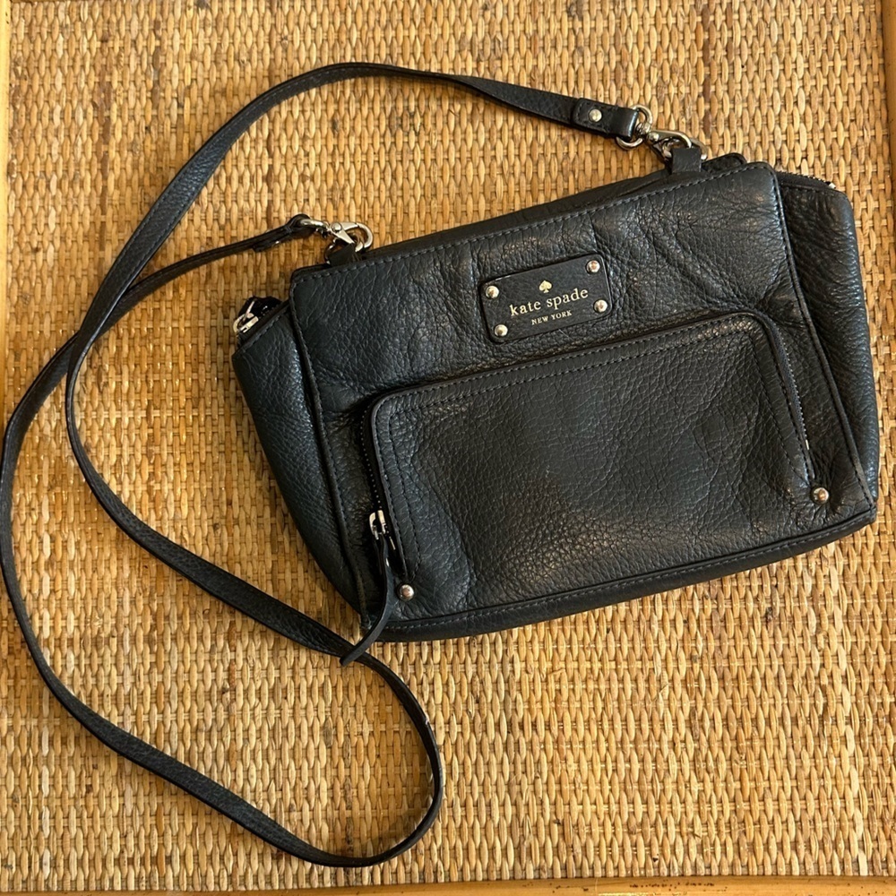 Kate Spade Baxter Street Sevilla Leather Crossbody Purse, Asphalt/Black - Picture 11 of 12